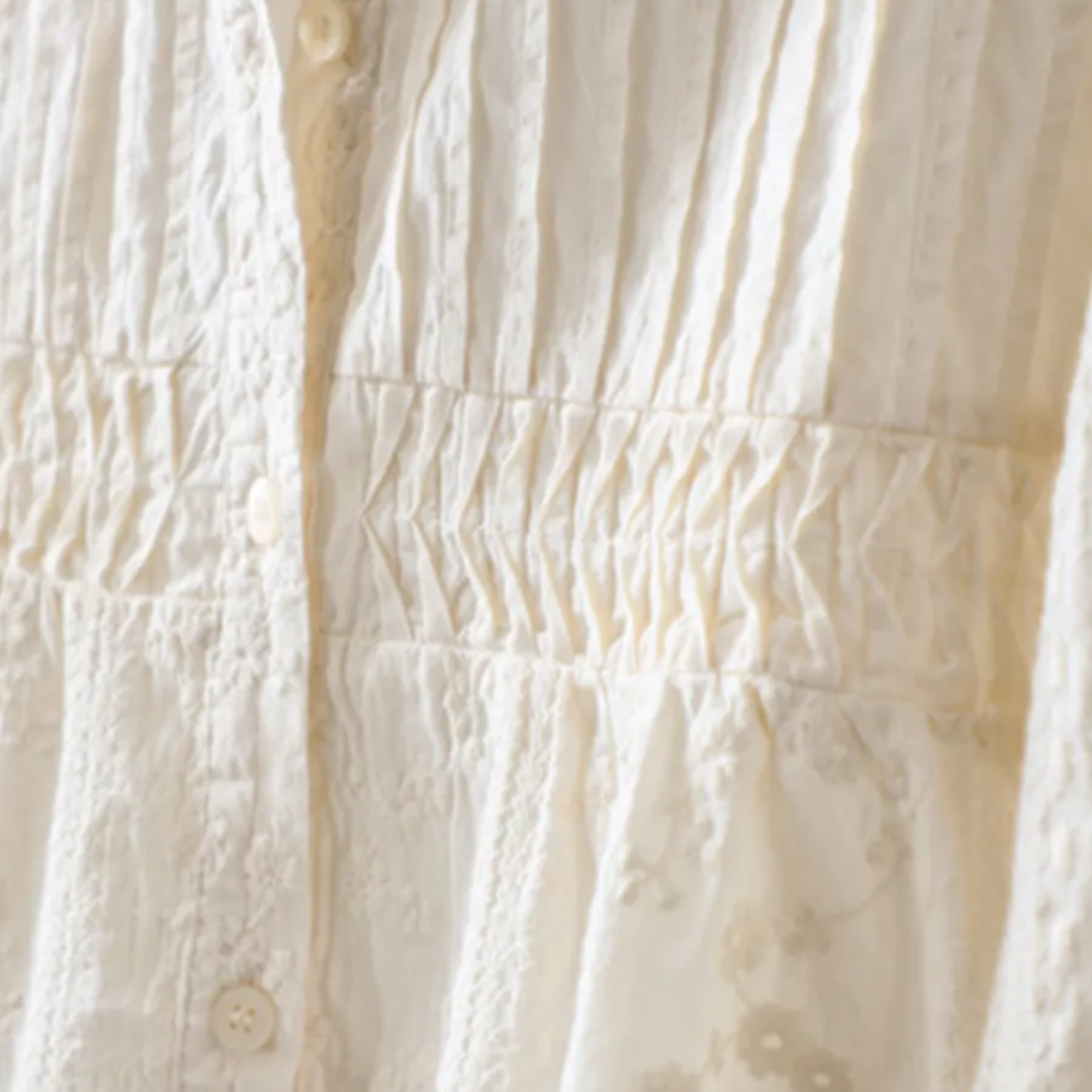 レトロレースカラー刺繍シャツ