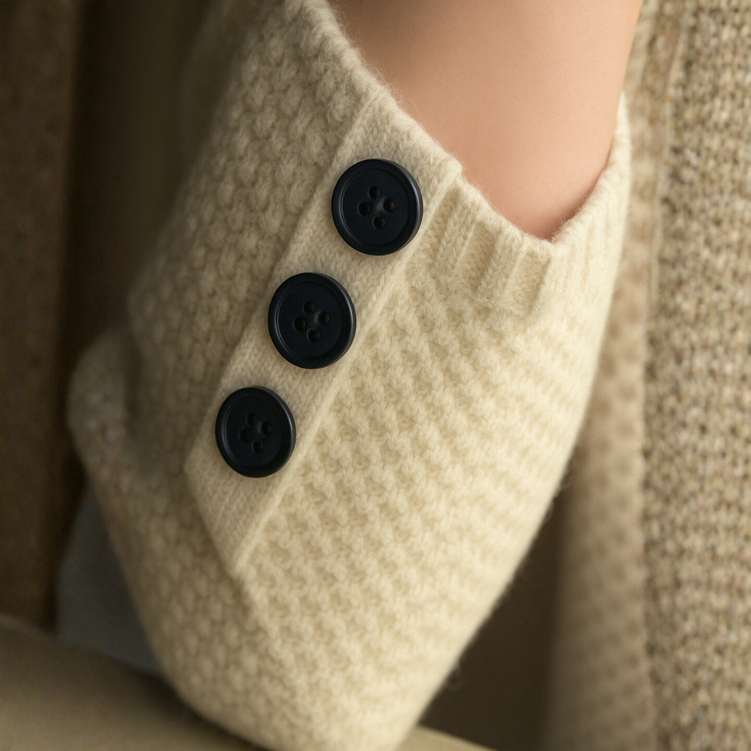 ボタン付きカーディガン。