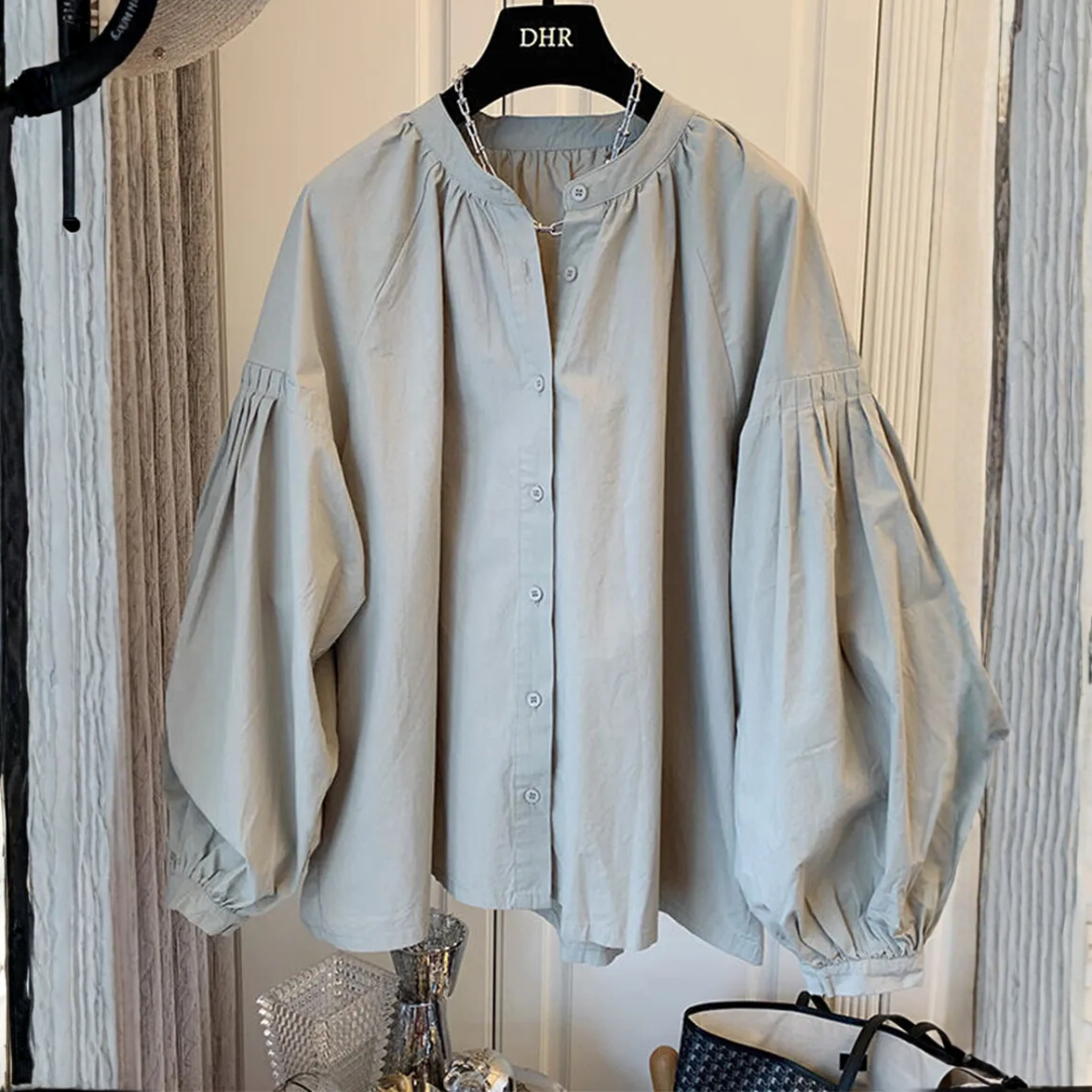 レトロフレンチ・パフスリーブ・ルーズブラウス