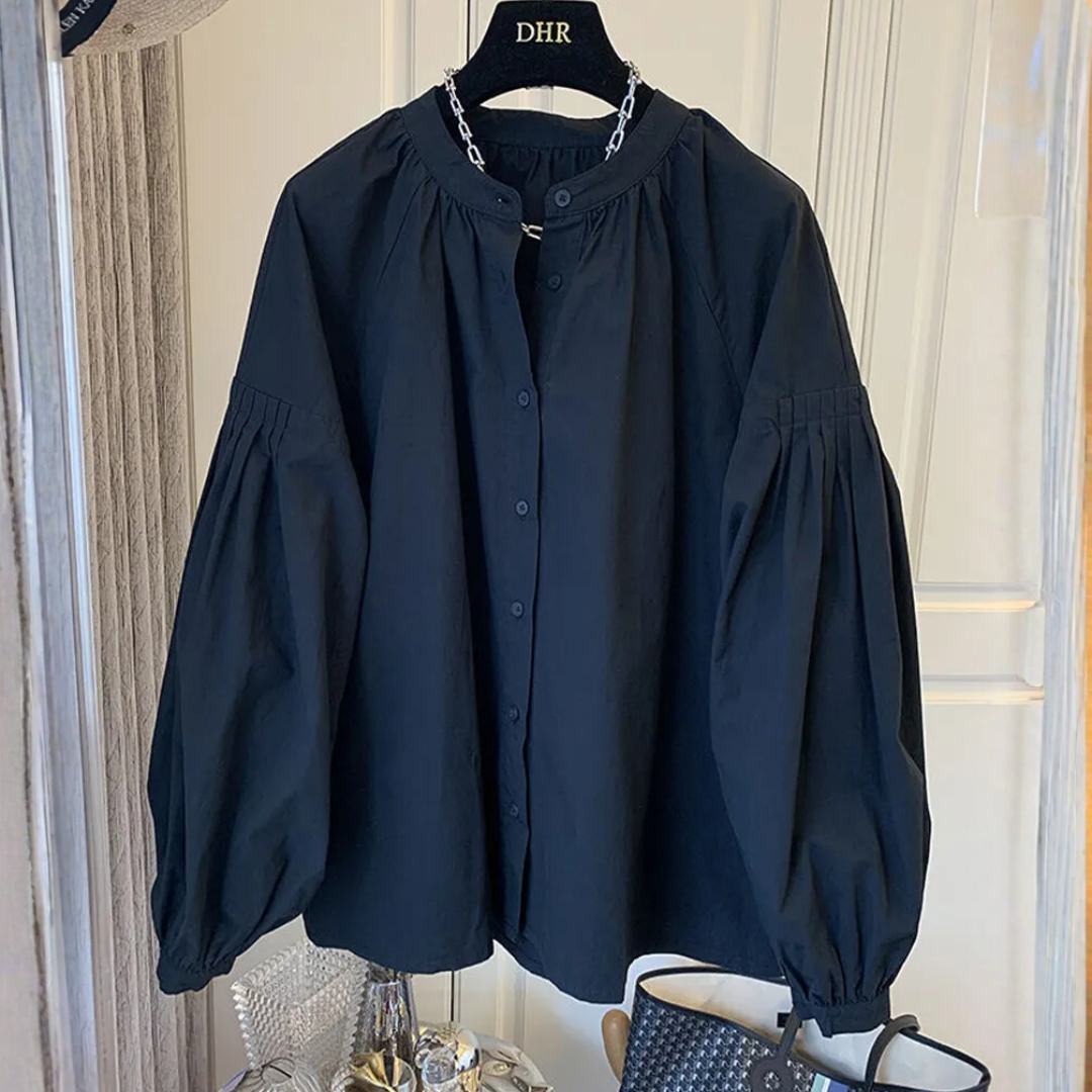 レトロフレンチ・パフスリーブ・ルーズブラウス