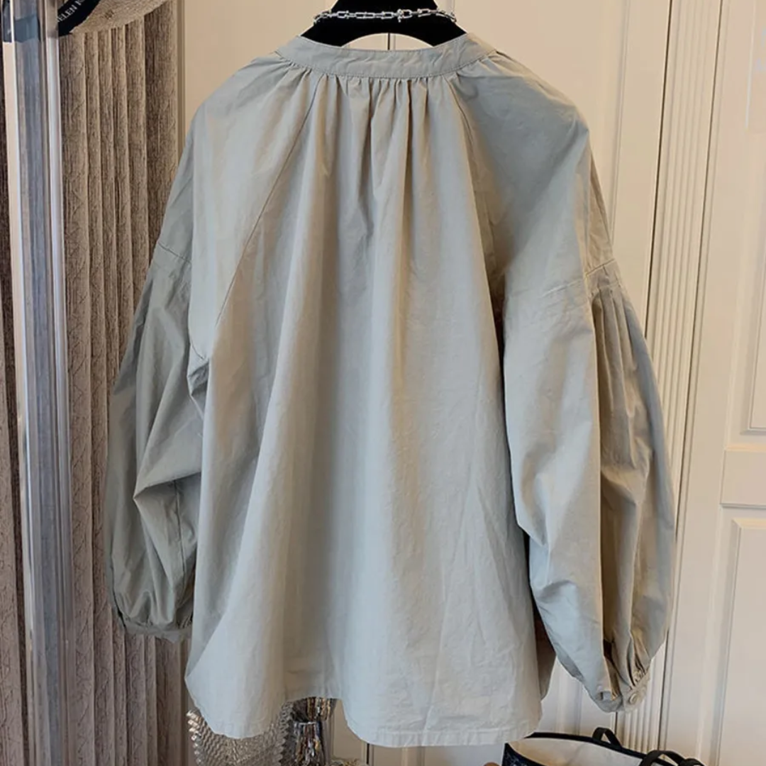レトロフレンチ・パフスリーブ・ルーズブラウス