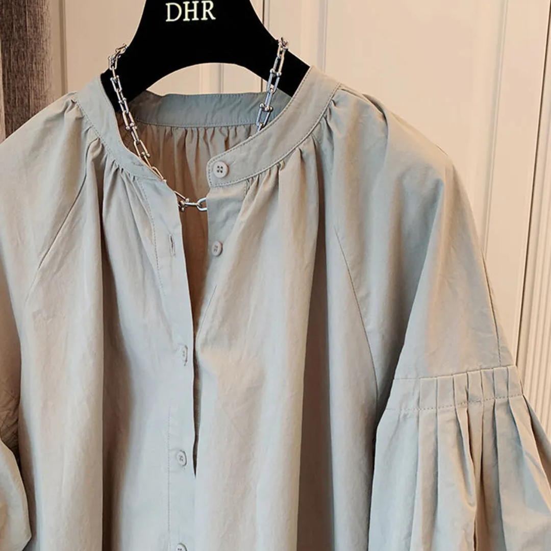 レトロフレンチ・パフスリーブ・ルーズブラウス