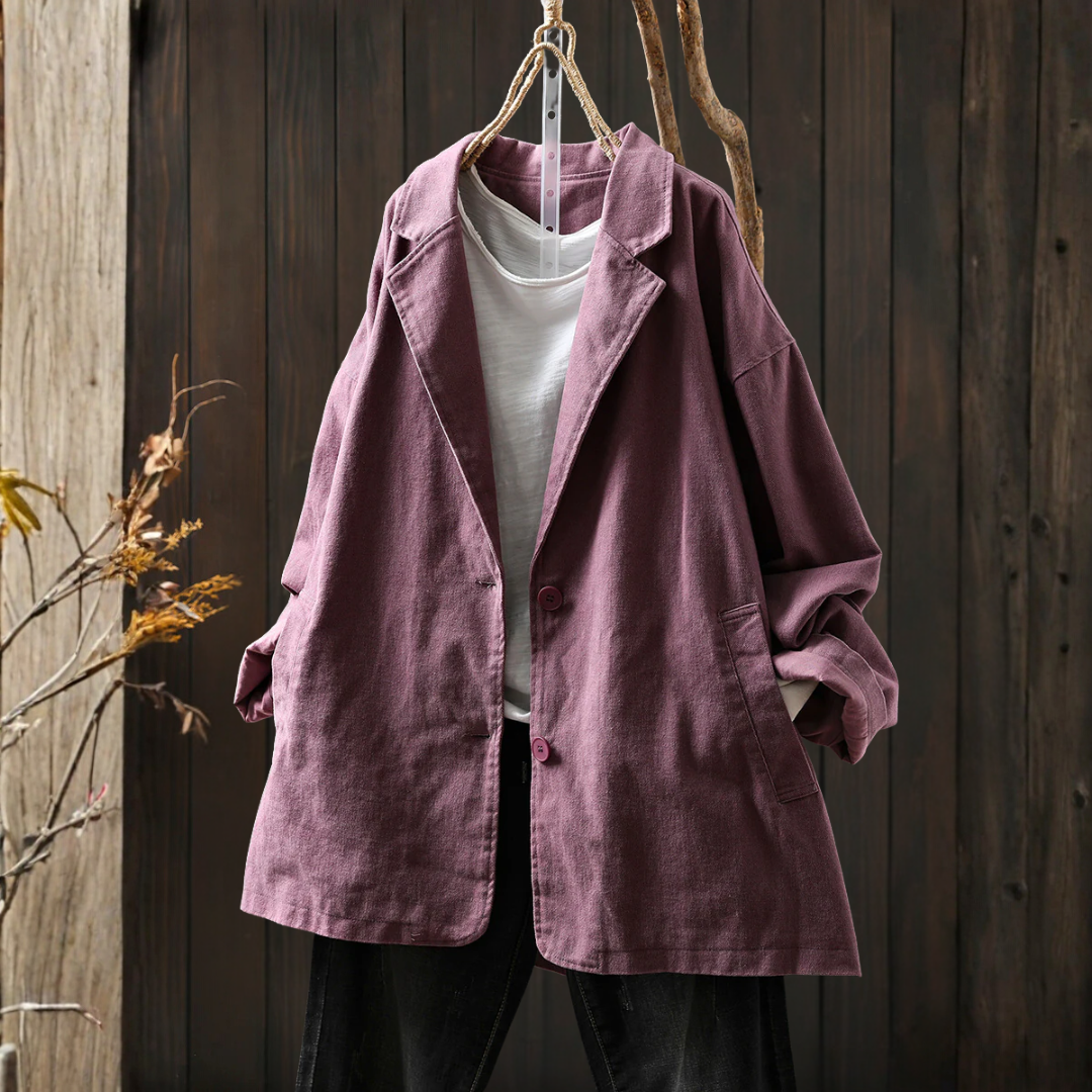 秋のピュア・カラー・コットン・カーディガン・コート