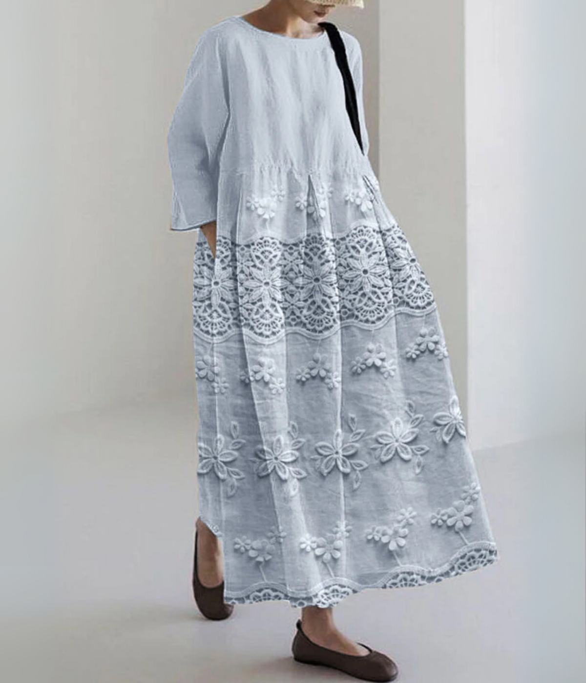 長袖花柄タイムレスドレス