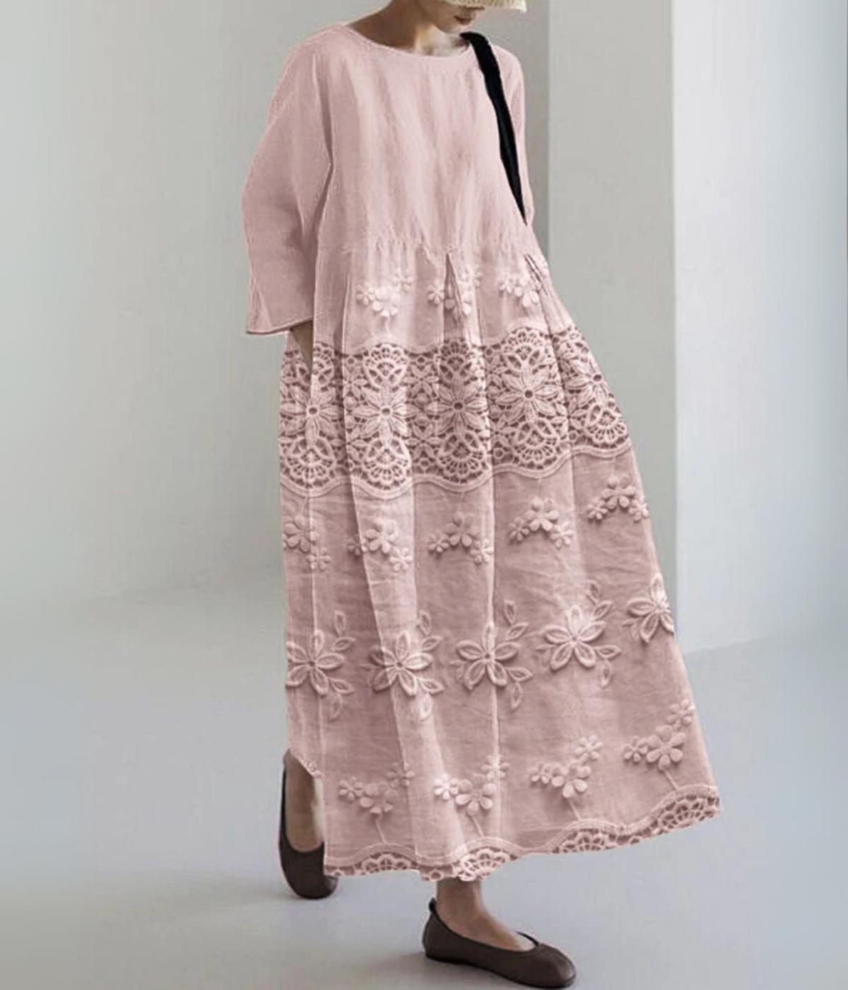 長袖花柄タイムレスドレス