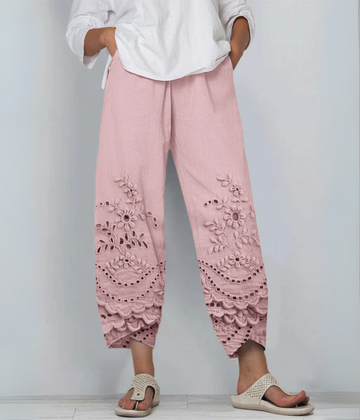 クラシックフローラルエレガントパンツ