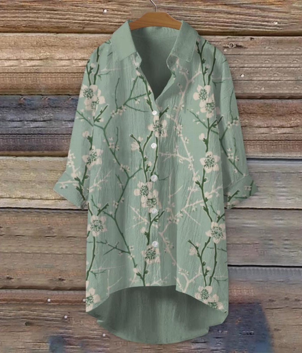 グリーンカジュアル花柄ドレス