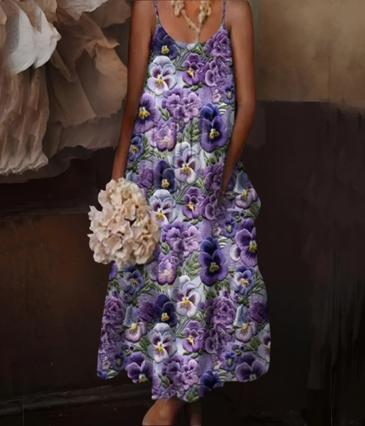 パープルスタイリッシュノースリーブワンピース