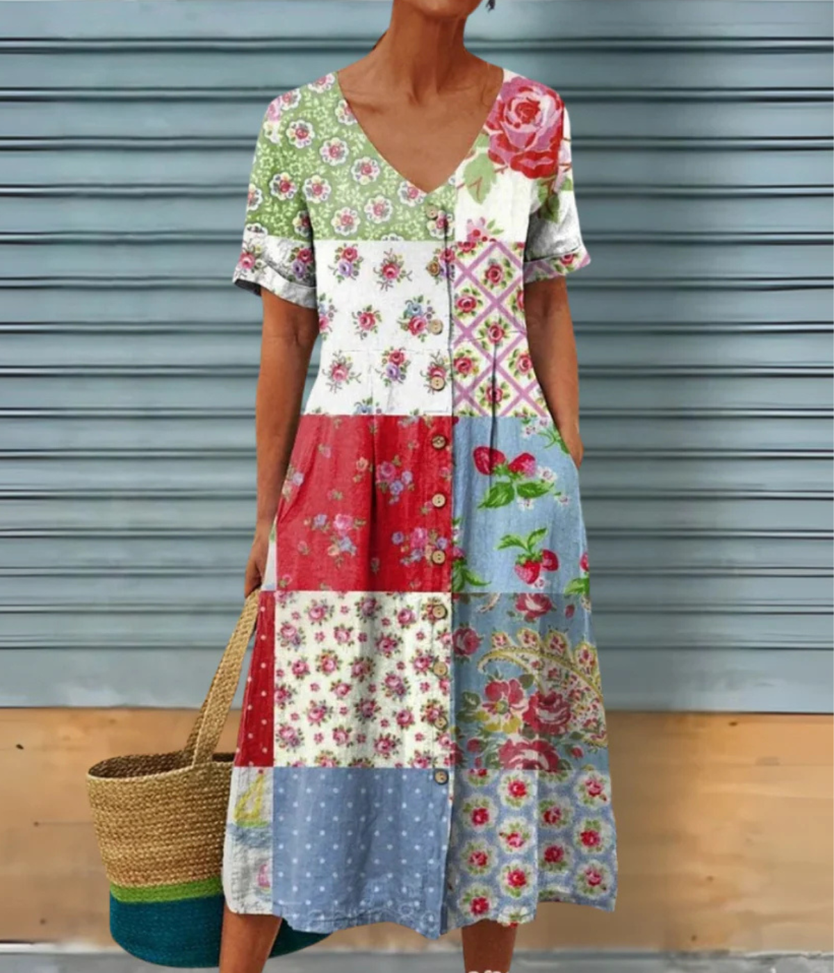 マルチパッチ ショートスリーブ ドレス