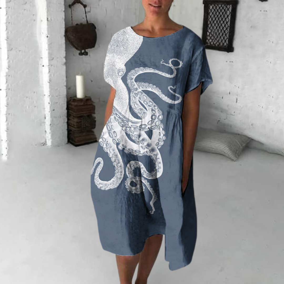 ラウンドネック ショートスリーブ ドレス