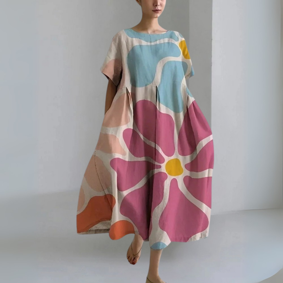 半袖プリントドレス