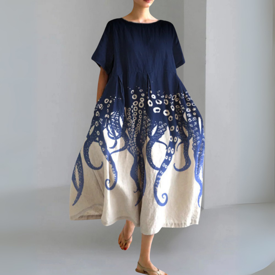 半袖プリントドレス