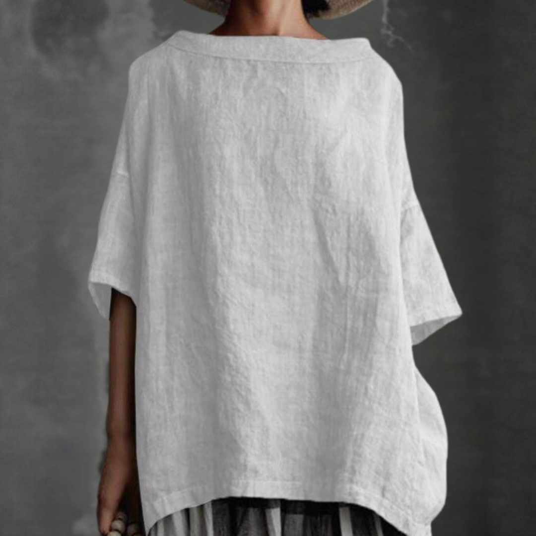 ラウンドネック ショートスリーブ ブラウス