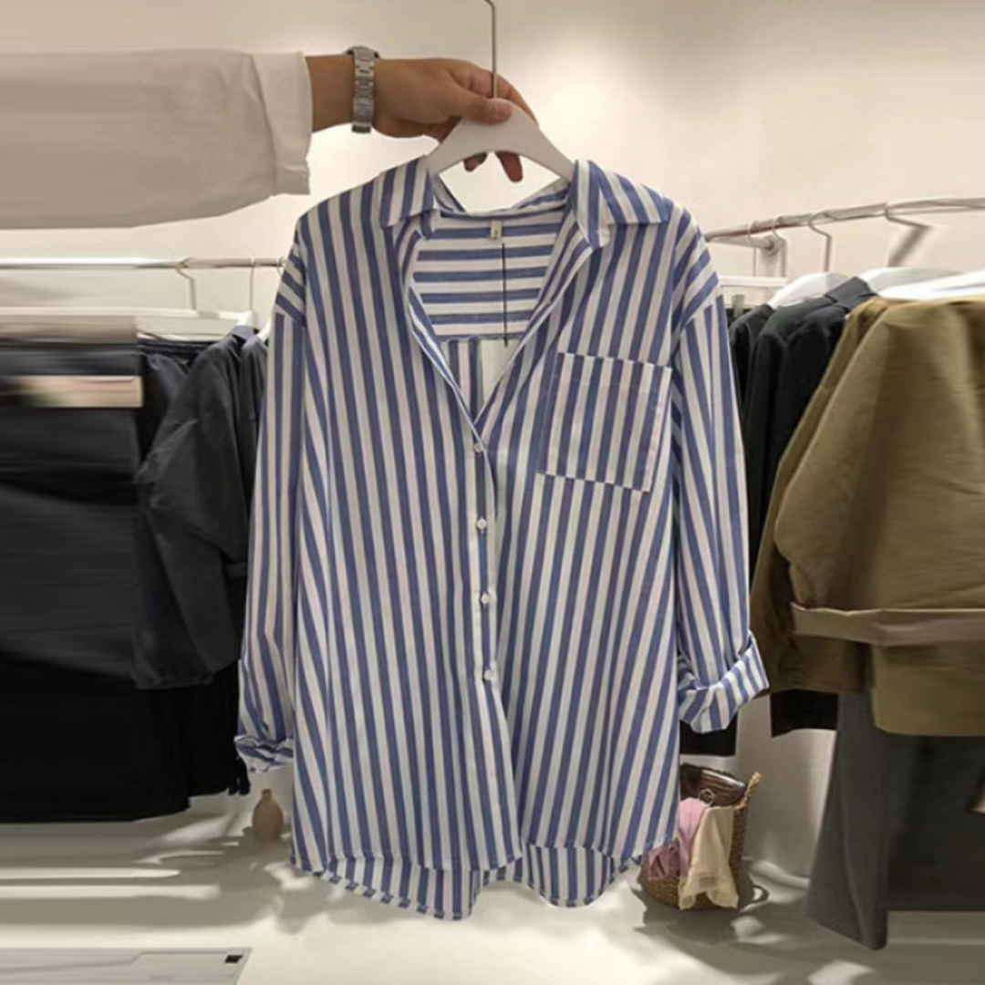 レトロストライプ長袖シャツ