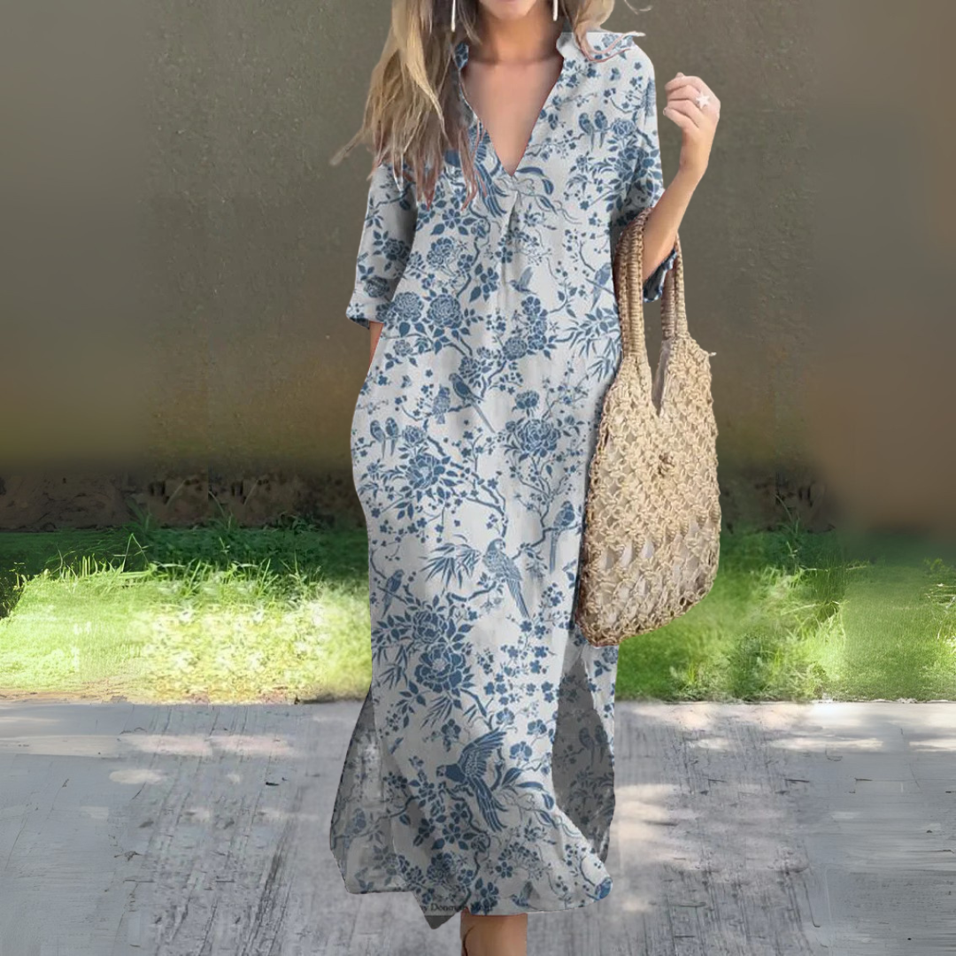 サマー・ルーズ・Vネック・ドレス