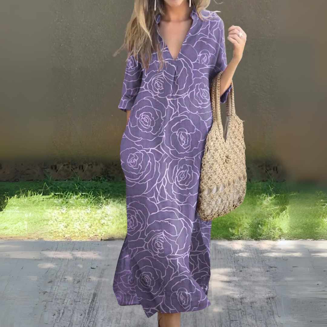 サマー・ルーズ・Vネック・ドレス