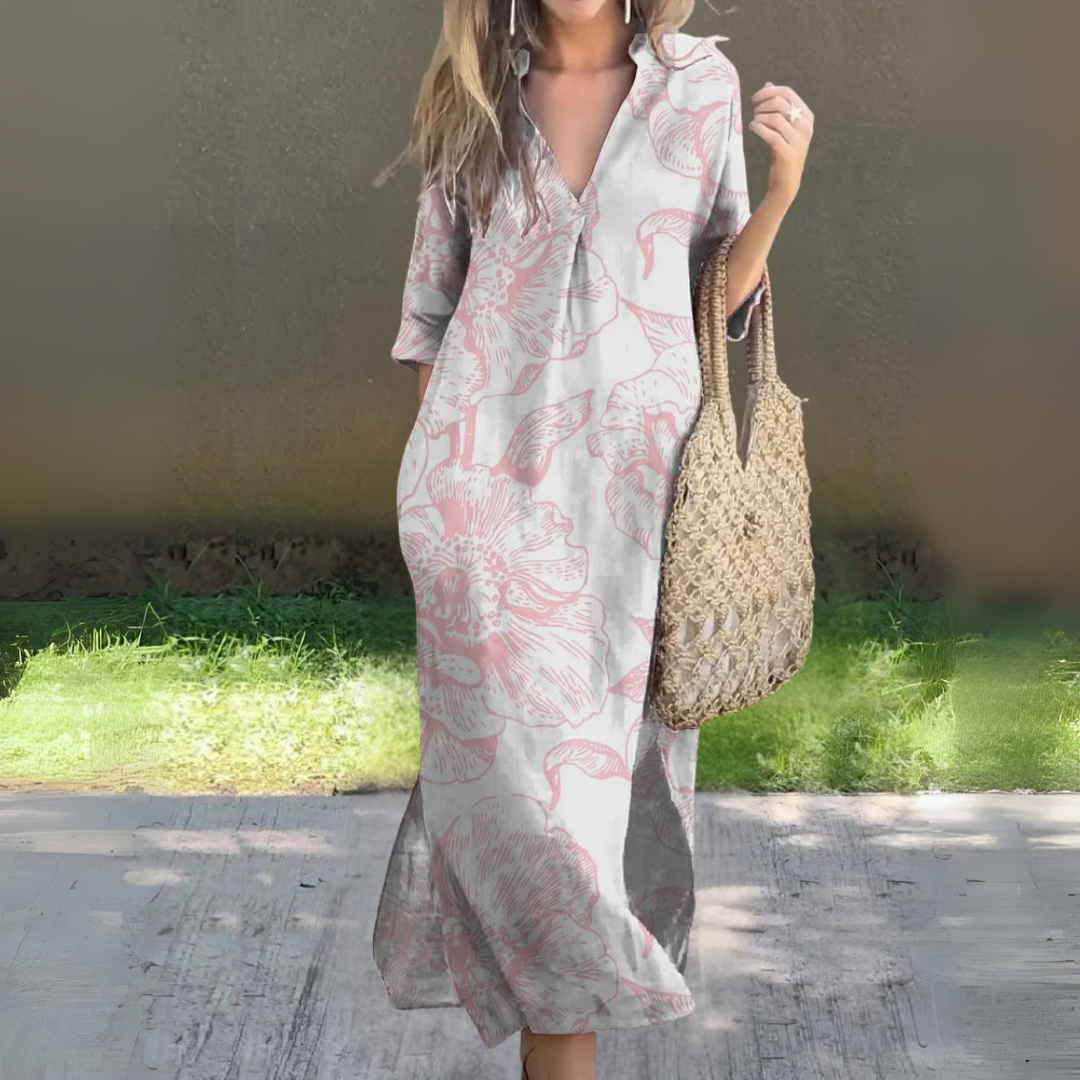 サマー・ルーズ・Vネック・ドレス