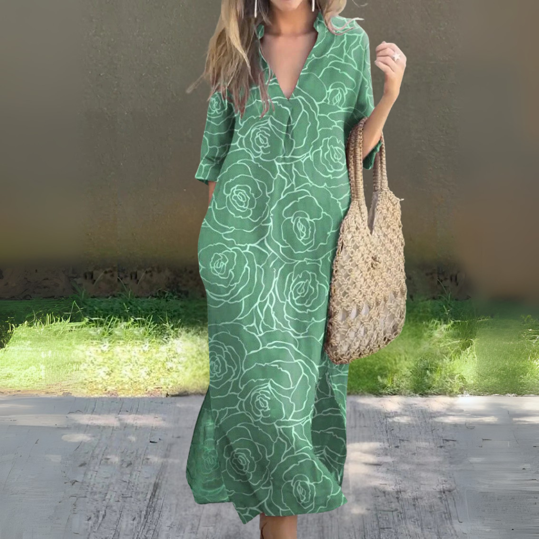 サマー・ルーズ・Vネック・ドレス