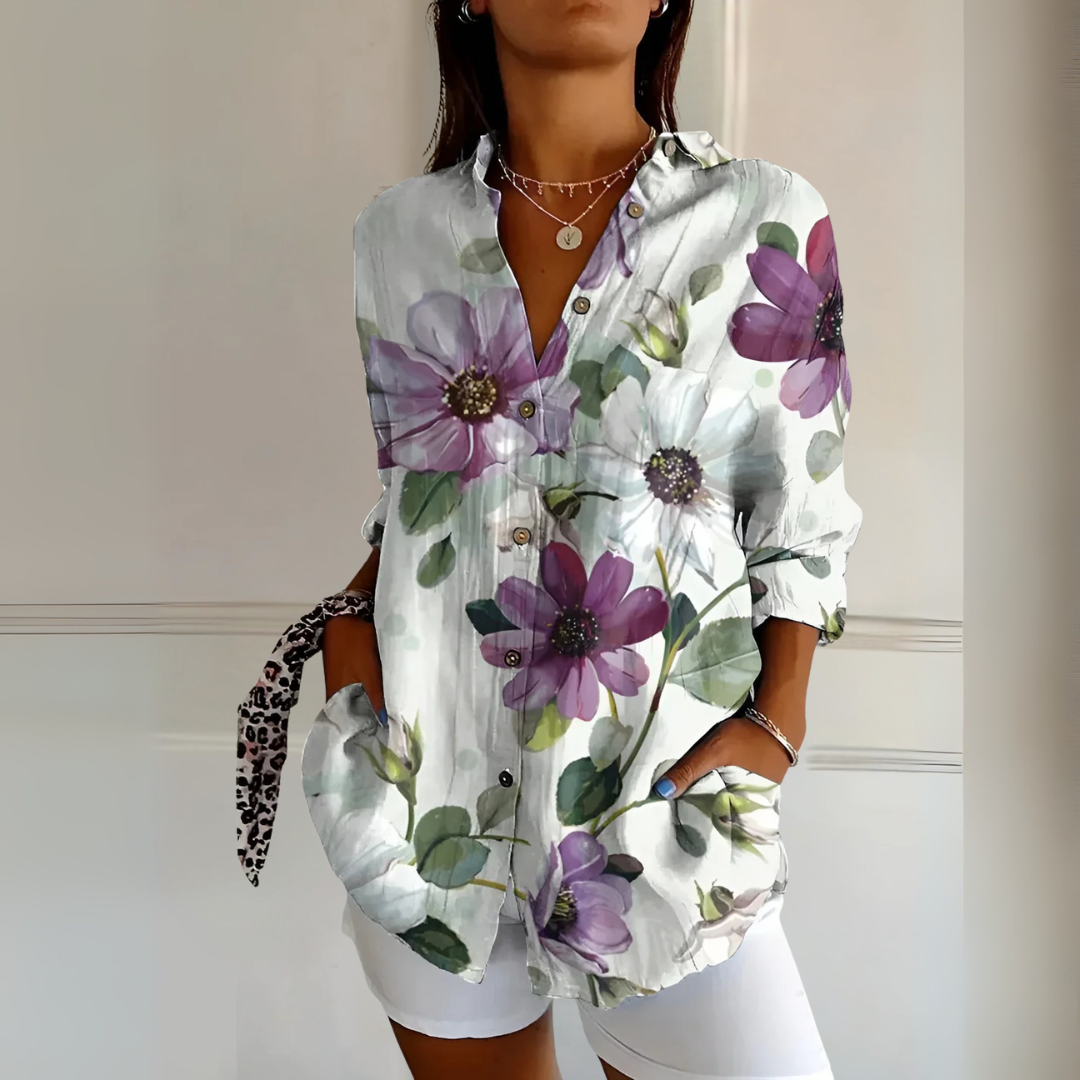 フラワー柄 ロングスリーブ サマーシャツ