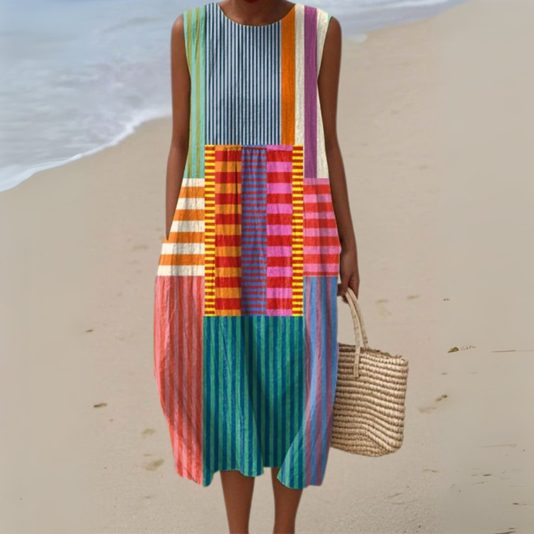 ノースリーブプリントサマードレス