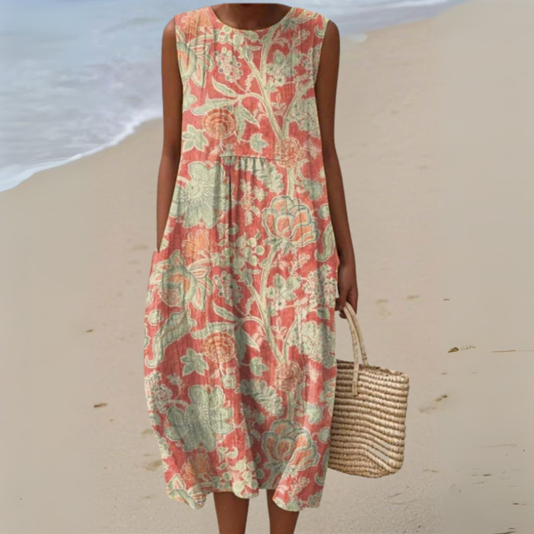 ノースリーブプリントサマードレス