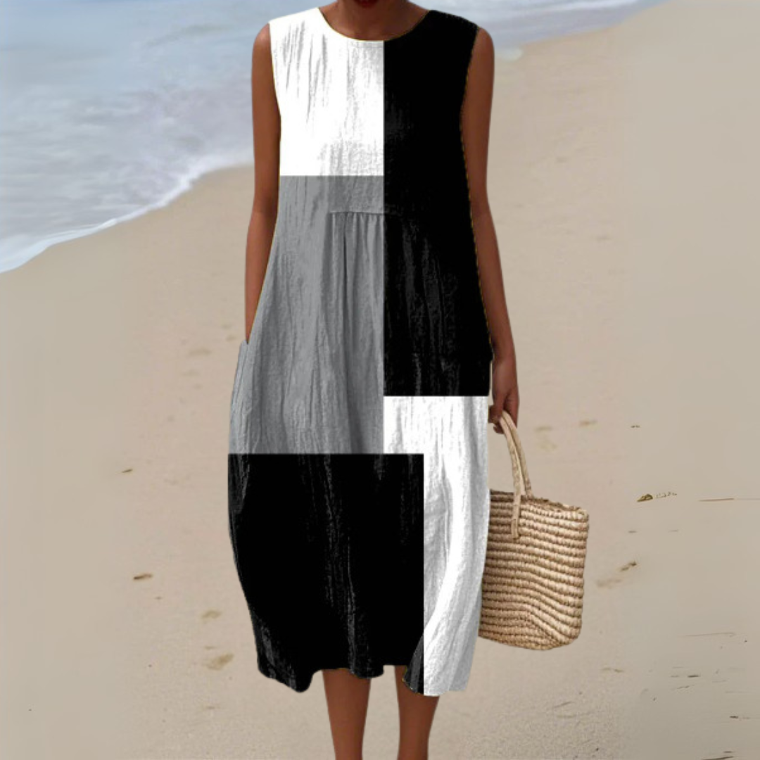 ノースリーブプリントサマードレス