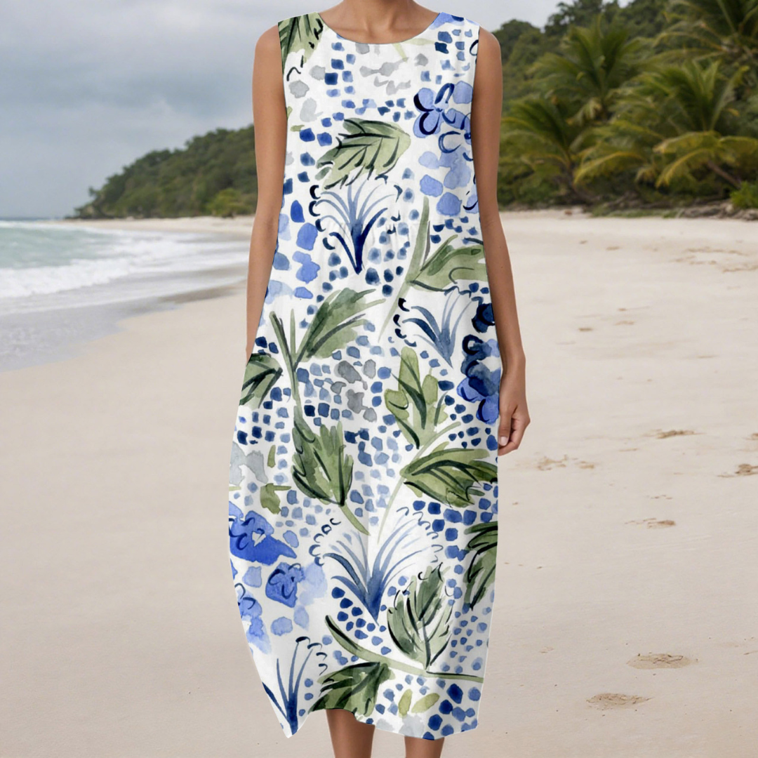 袖なし ユニークプリント ドレス