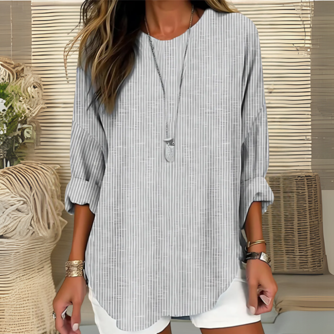 リラックスしたストライプのロングスリーブシャツ