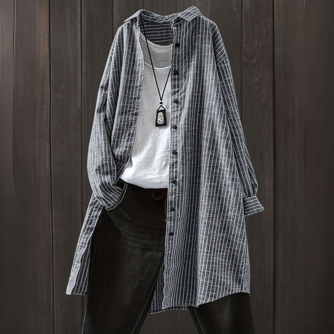 ロングスリーブ ストライプ サマーシャツ