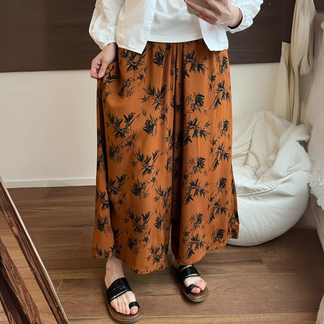 バンブー・プリント・ワイドレッグ・パンツ