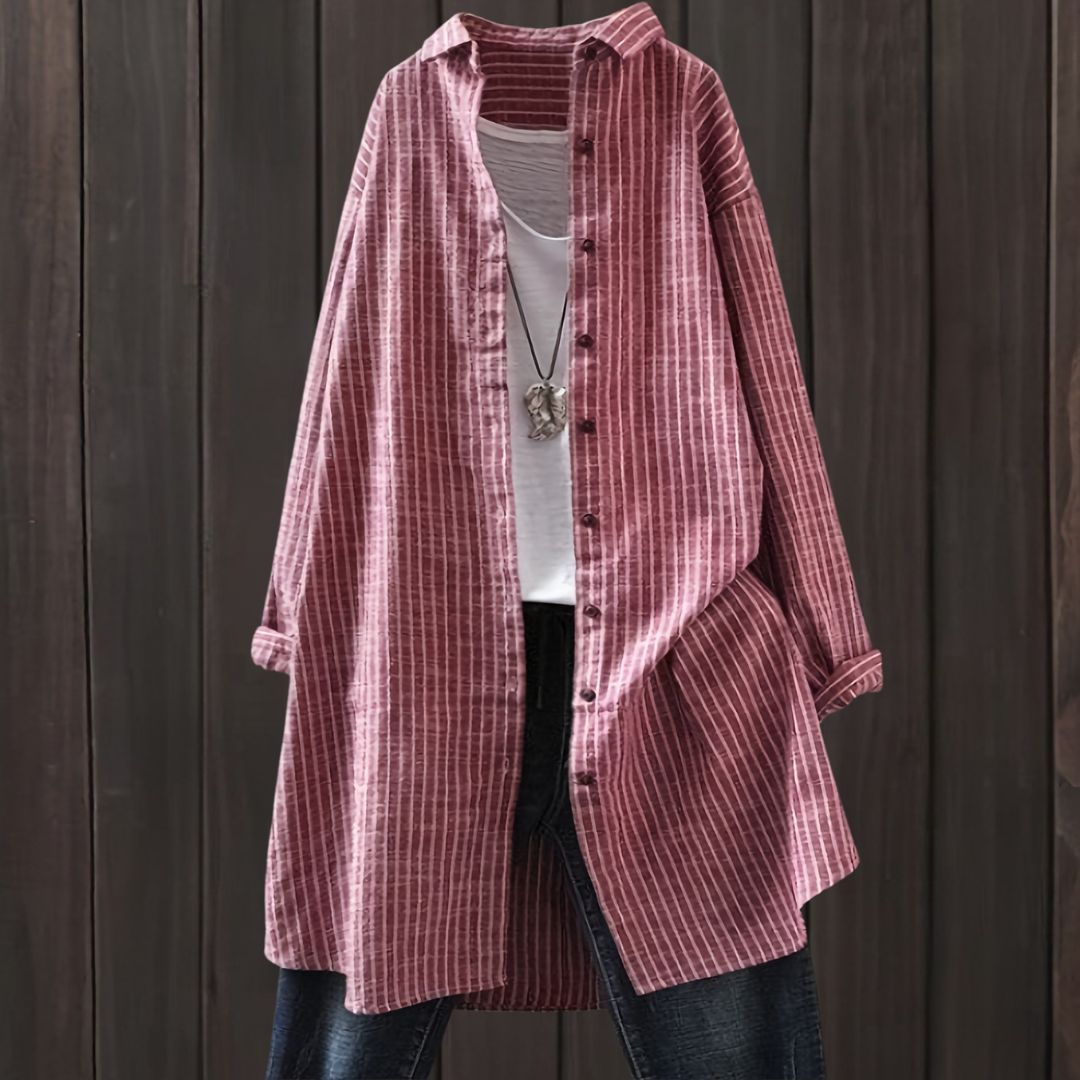 ロングスリーブ ストライプ サマーシャツ