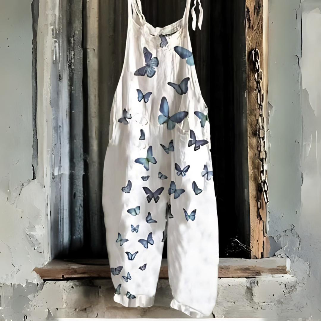 バタフライ・レトロプリント・ジャンプスーツ