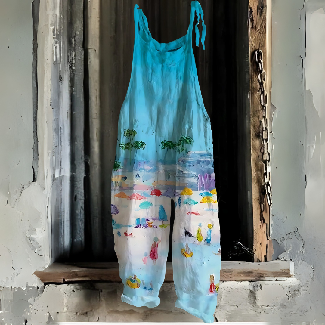 ブルーオーシャンレトロプリント・ジャンプスーツ