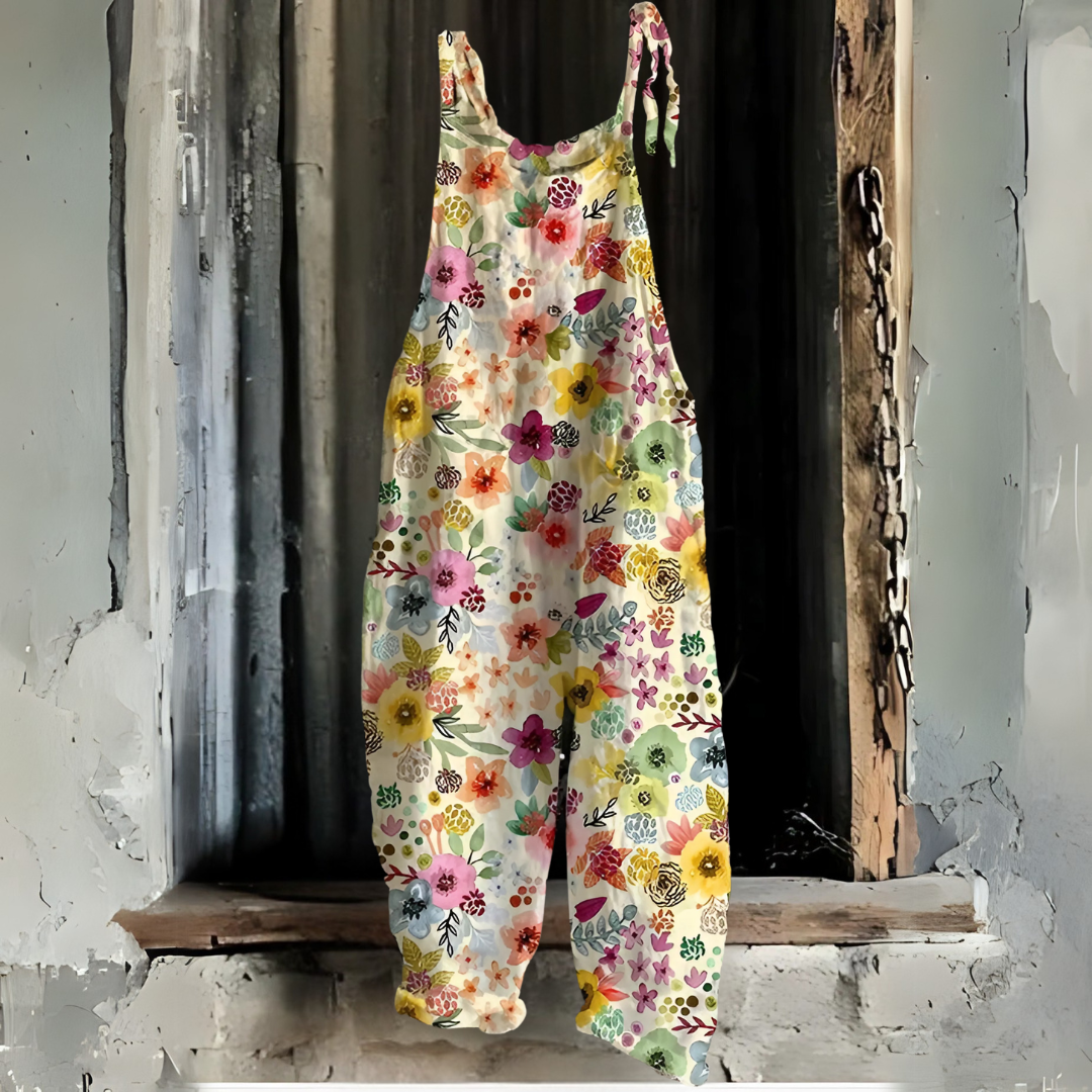 マルチカラー・レトロプリント・ジャンプスーツ