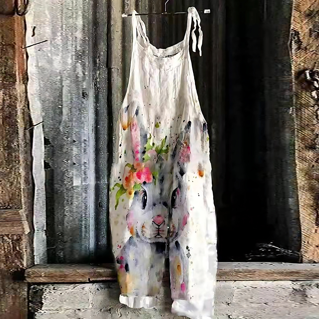 バニー・レトロ・プリント・ジャンプスーツ・