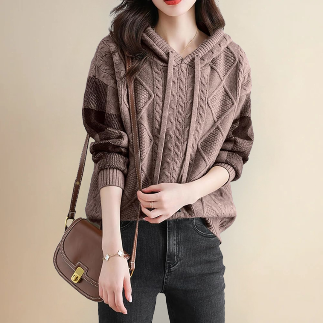 ケーブルニットパーカー