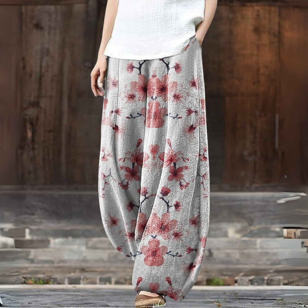 桜プリントワイドパンツ