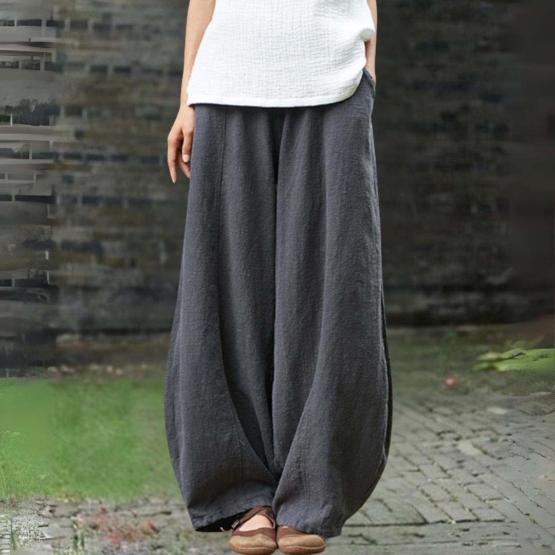 無地ダークグレーワイドパンツ