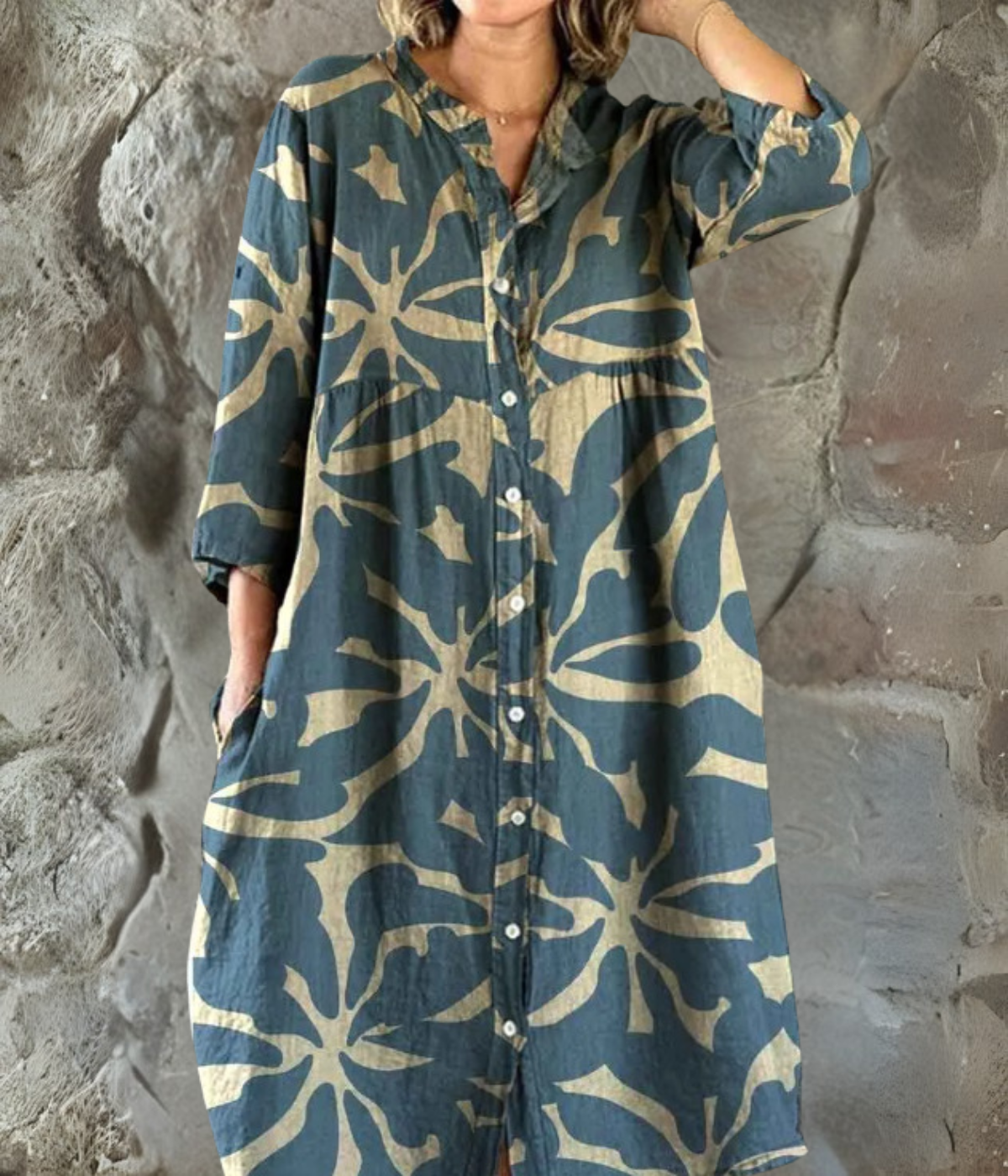 タイダイプリント ロングスリーブワンピース