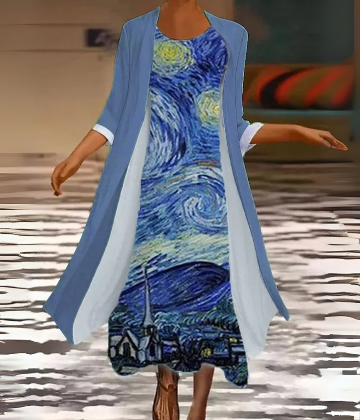 ヴァンゴフプリントセットドレス