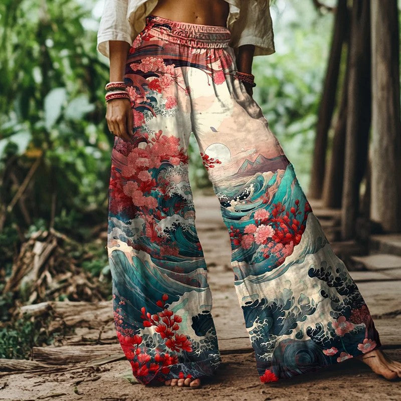 フローイー アート ワイドレッグ サマーパンツ