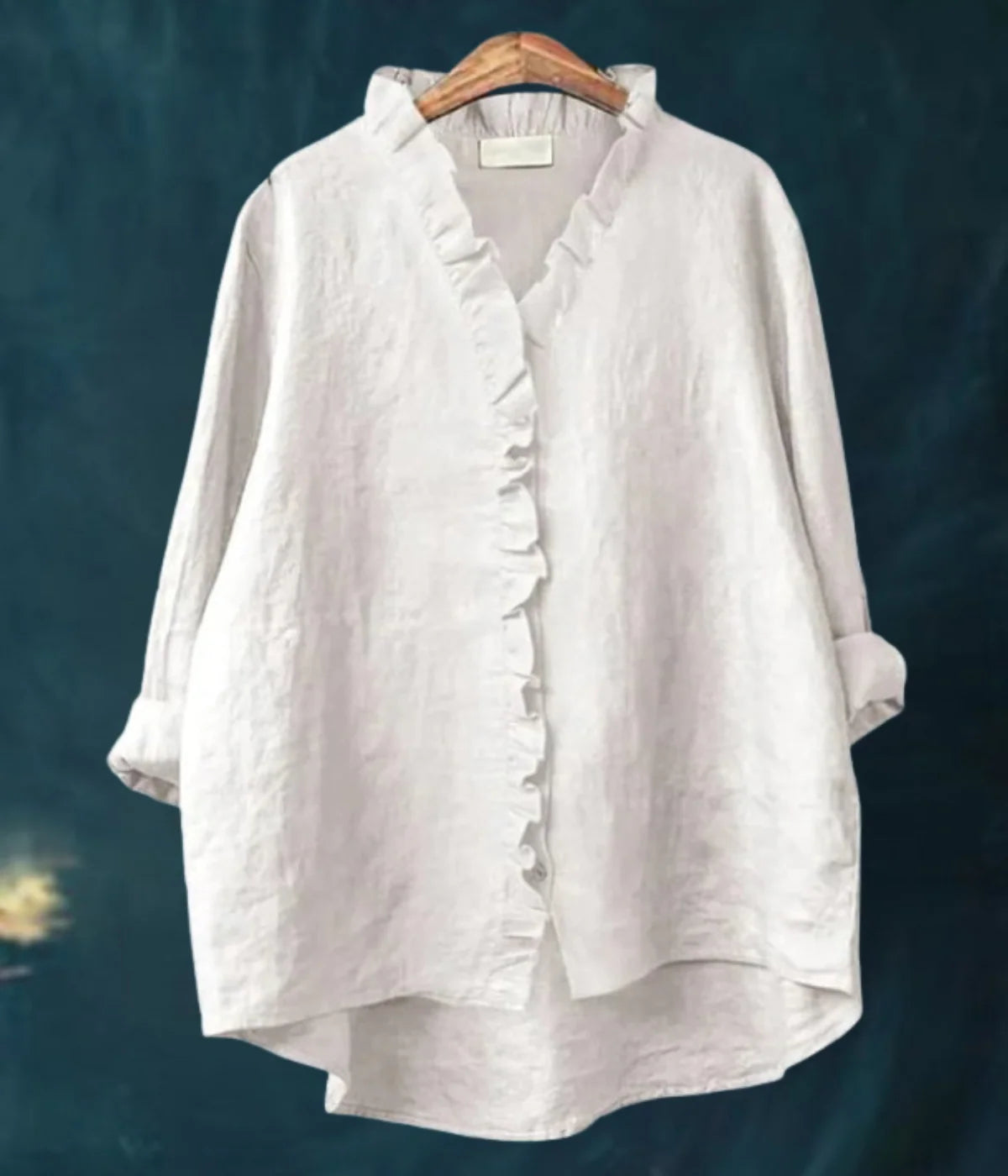 ミックスブルーラウンドネックブラウス