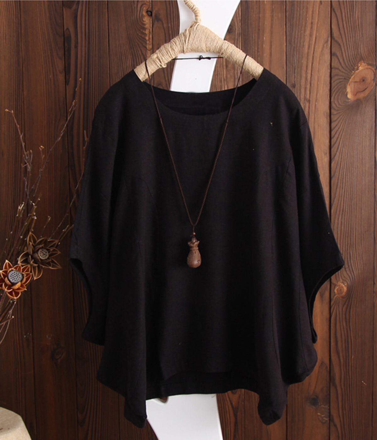 綿麻素材のロングシャツ