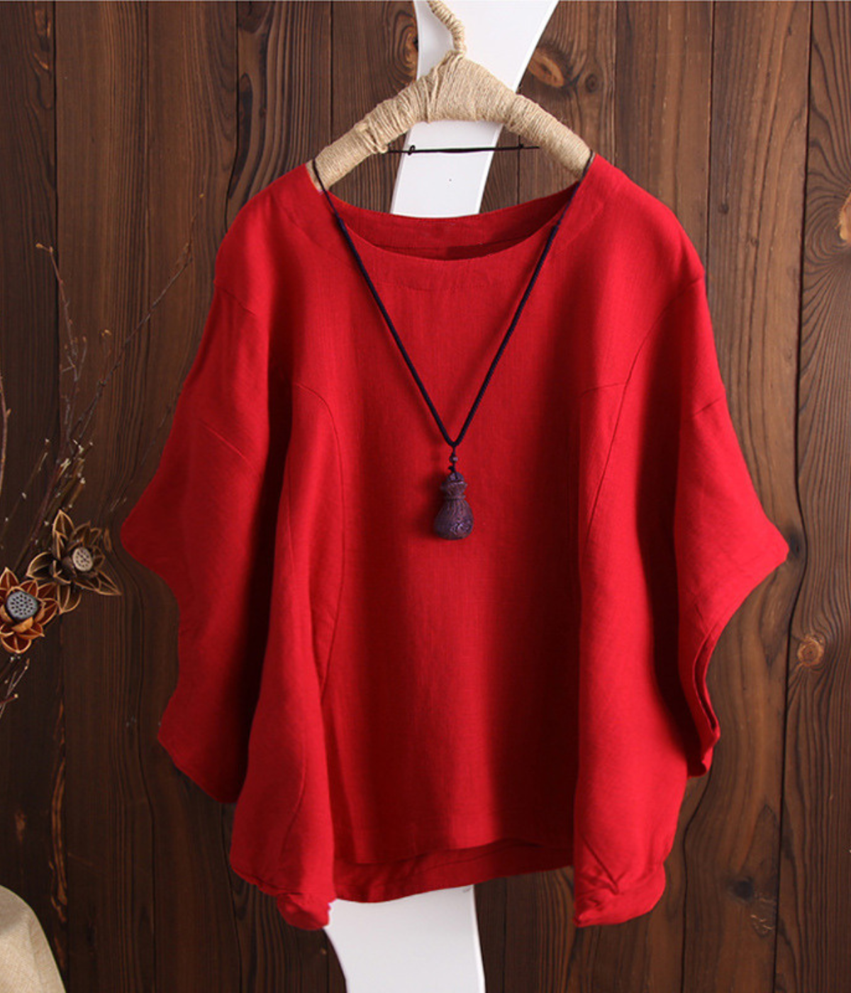 綿麻素材のロングシャツ