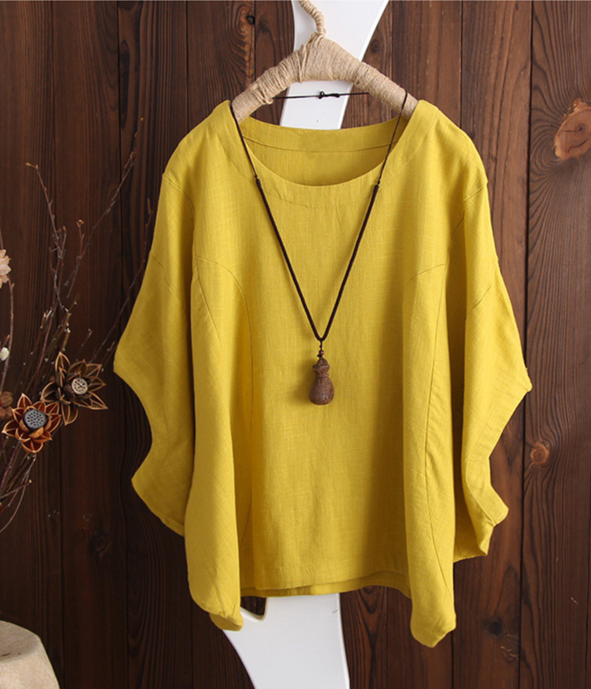 綿麻素材のロングシャツ