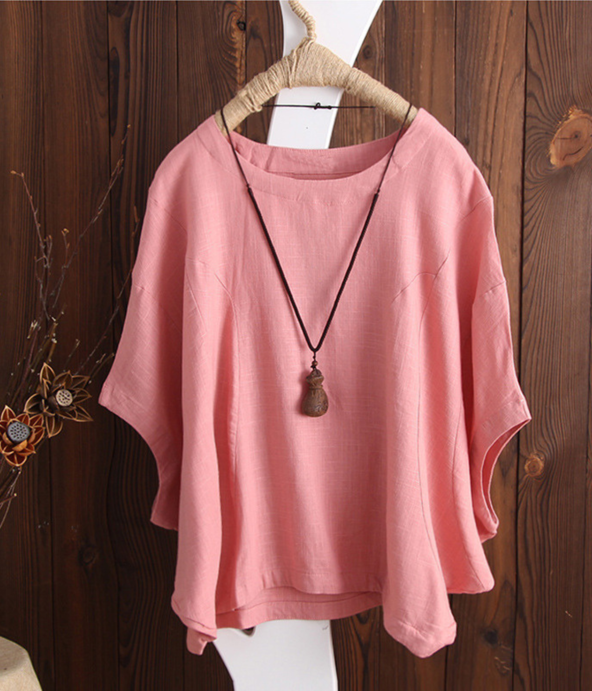 綿麻素材のロングシャツ