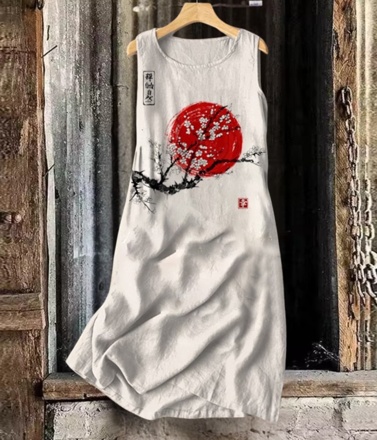 ムーンプリントノースリーブロングワンピース