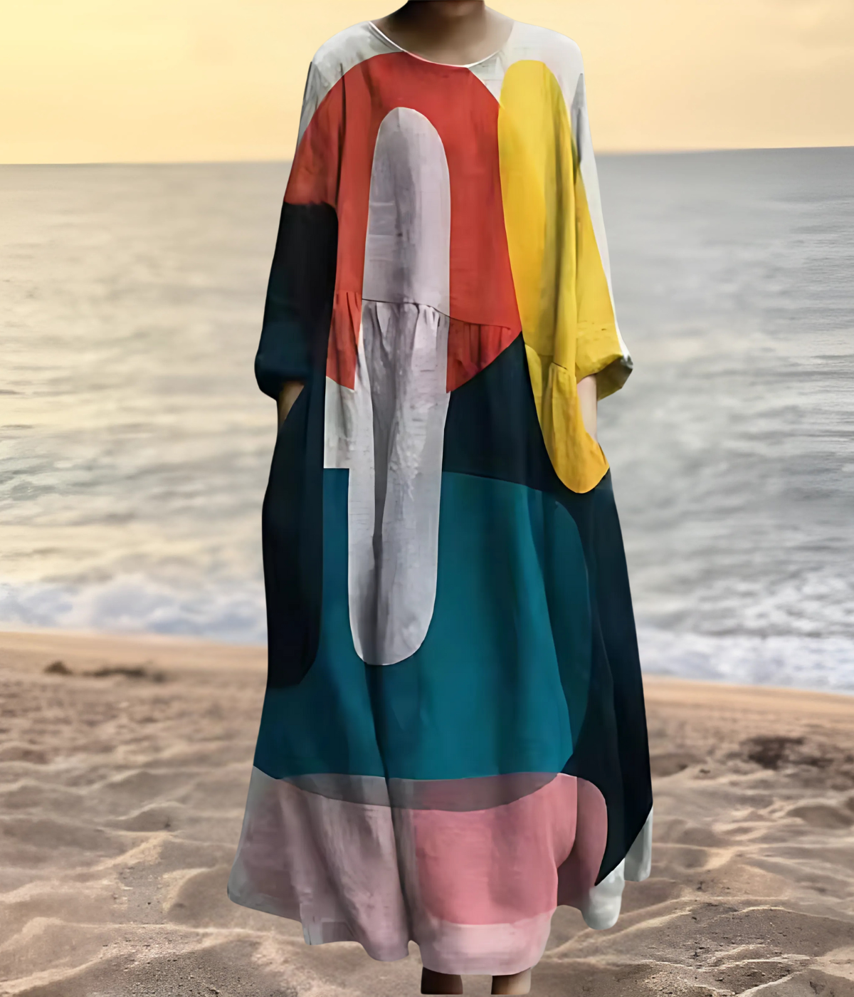 マルチカラーオーバーサイズロングワンピース