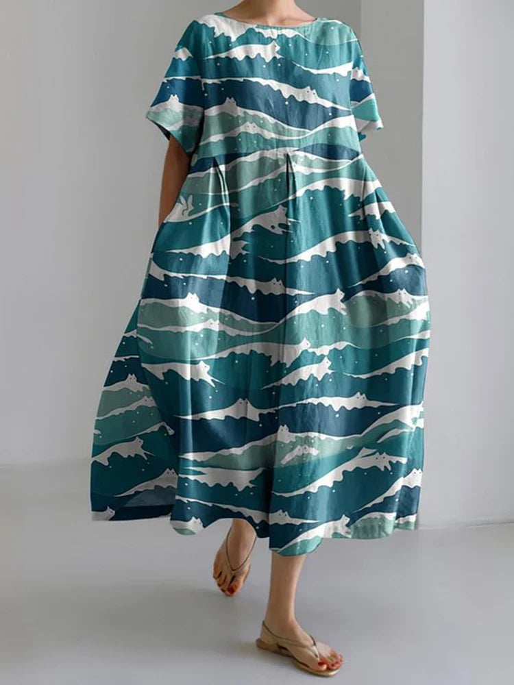 海柄のワイドドレス