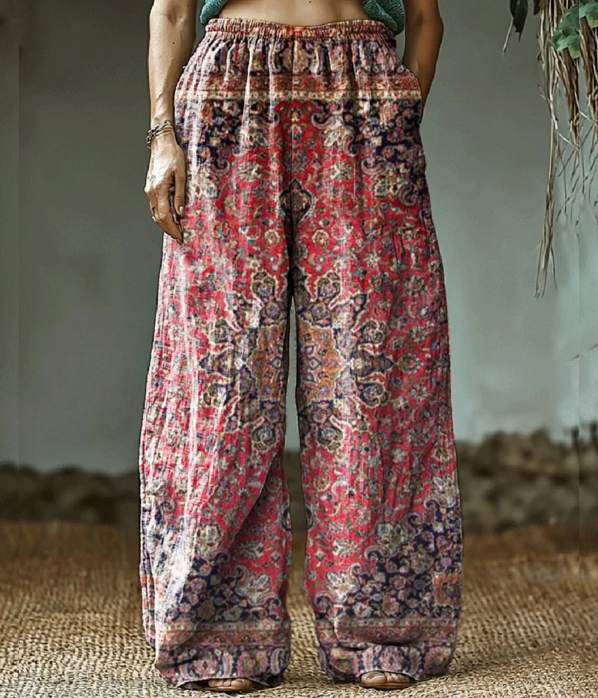 マンデラ・ヒッピー・アート・プリント・パンツ